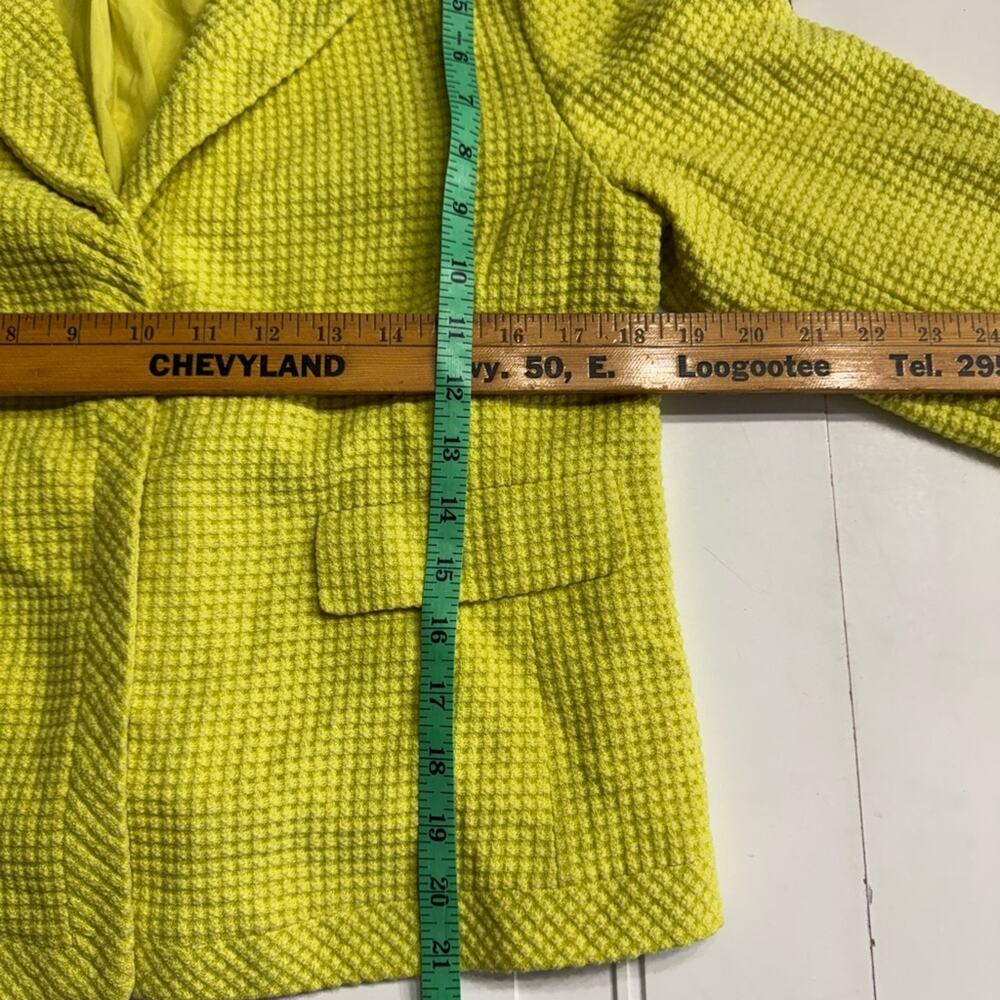 Ann Taylor Womens Sz 12P 3/4 Sleeve Yellow Waffle Knit Cotton Blazer Yellow - Picture 6 of 8